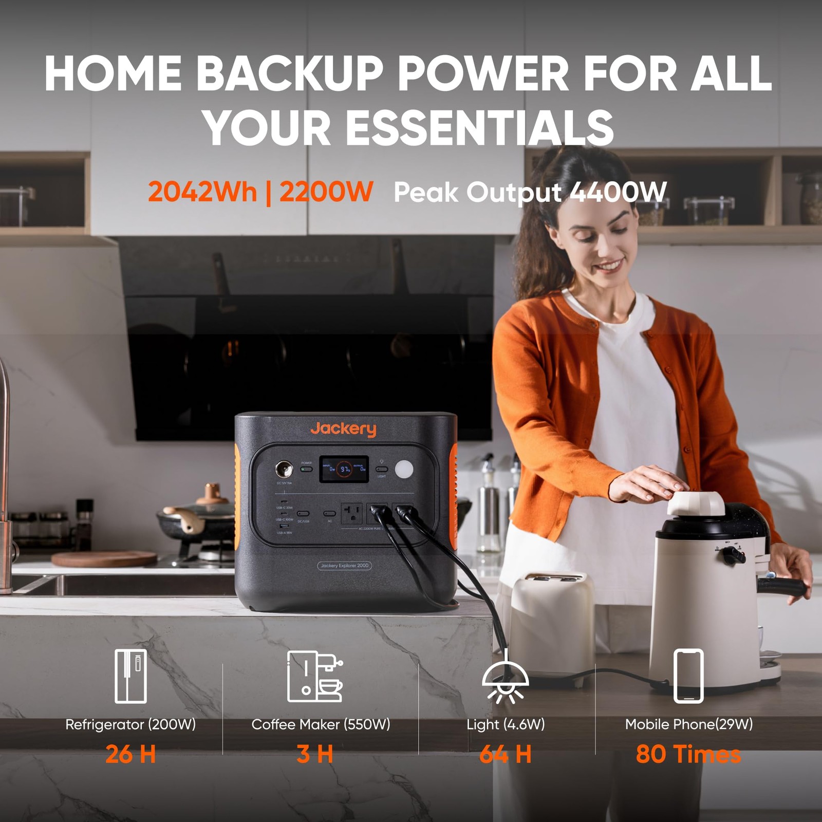 Jackery Explorer 2000 v2 Portable Power Station 2042Wh LiFePO4 Home Backup
