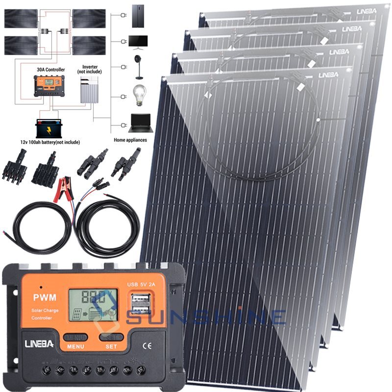 Flexible Mono Super Large Solar Panel Kit for Home/Caravan/RV/Boat/Power Station
