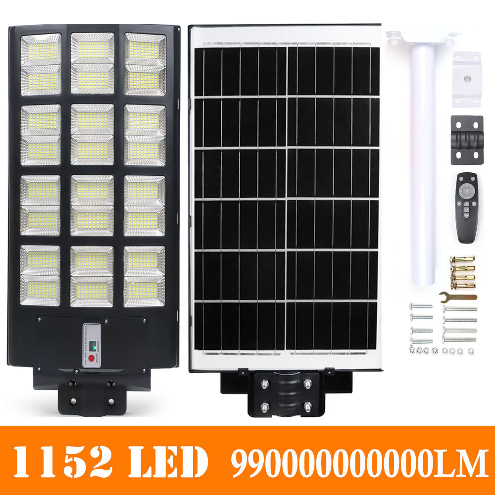 Solar Street Light 1600W Super Bright Dusk to Dawn Pole Sensor+Radar+Remote