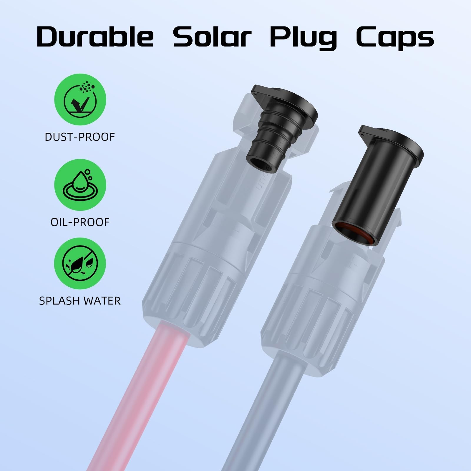 100 Pairs Solar Connector Caps, IP68 Waterproof Dust Covers for Solar Panels