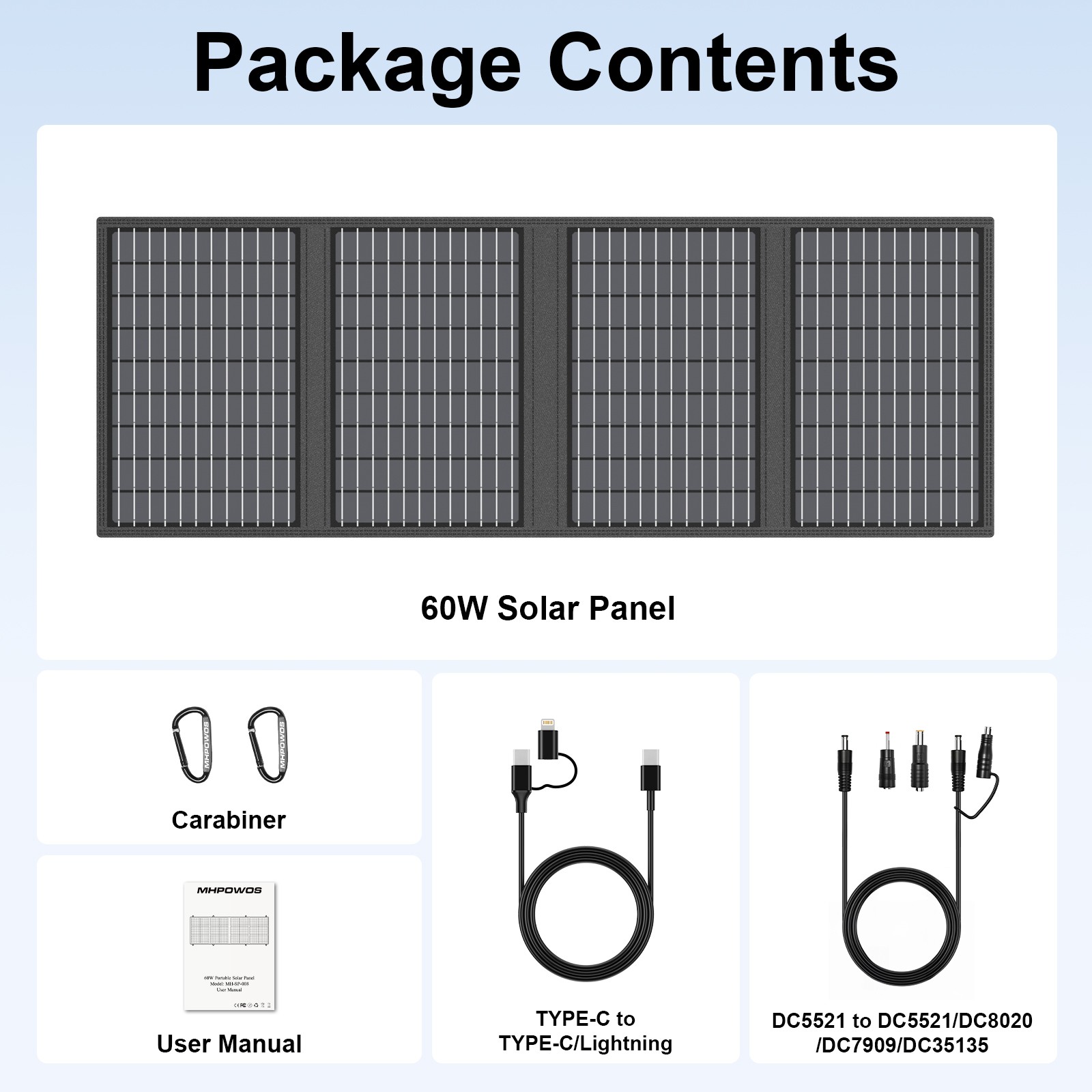 Portable Solar Panel 60W Foldable Solar Charger for Power Station Power Bank RV