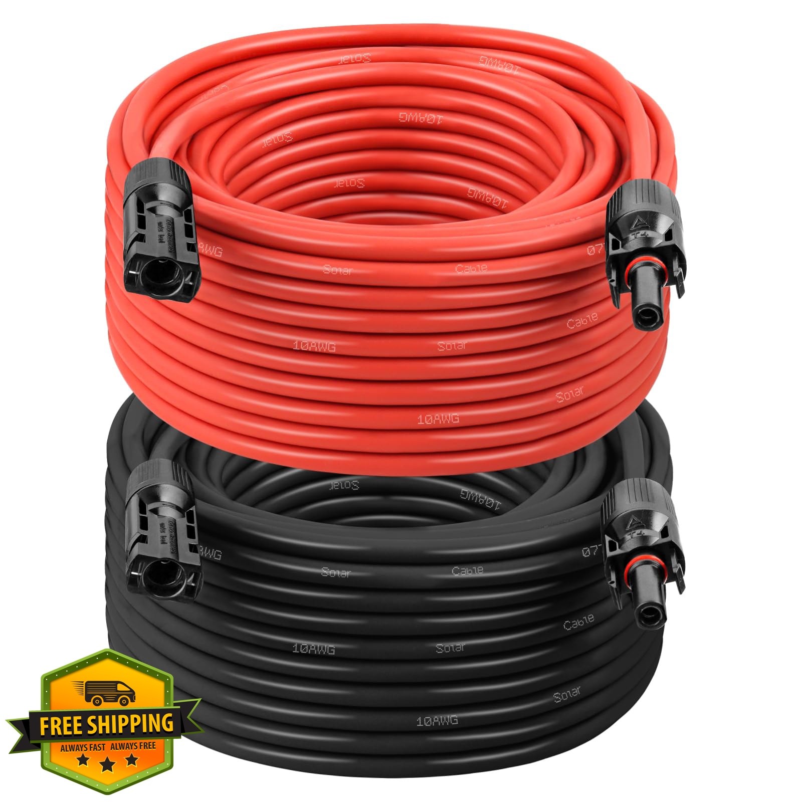 XRDS-RF 10AWG Solar Cable 50FT 2 Pack Red Black