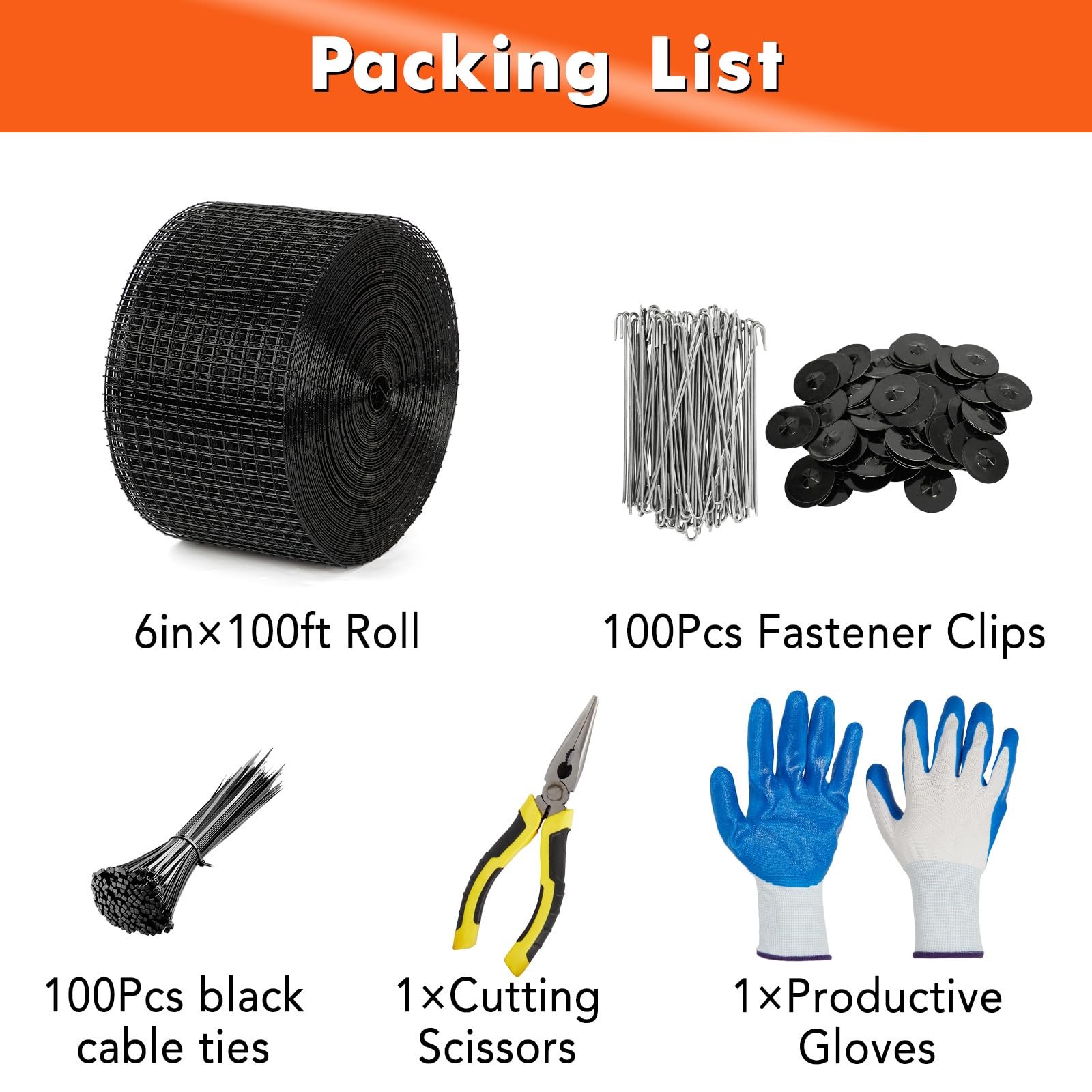 6in x 50/100/120 ft Solar Panel Bird Guard Critter Mesh Roll Kit 100pcs Fastener