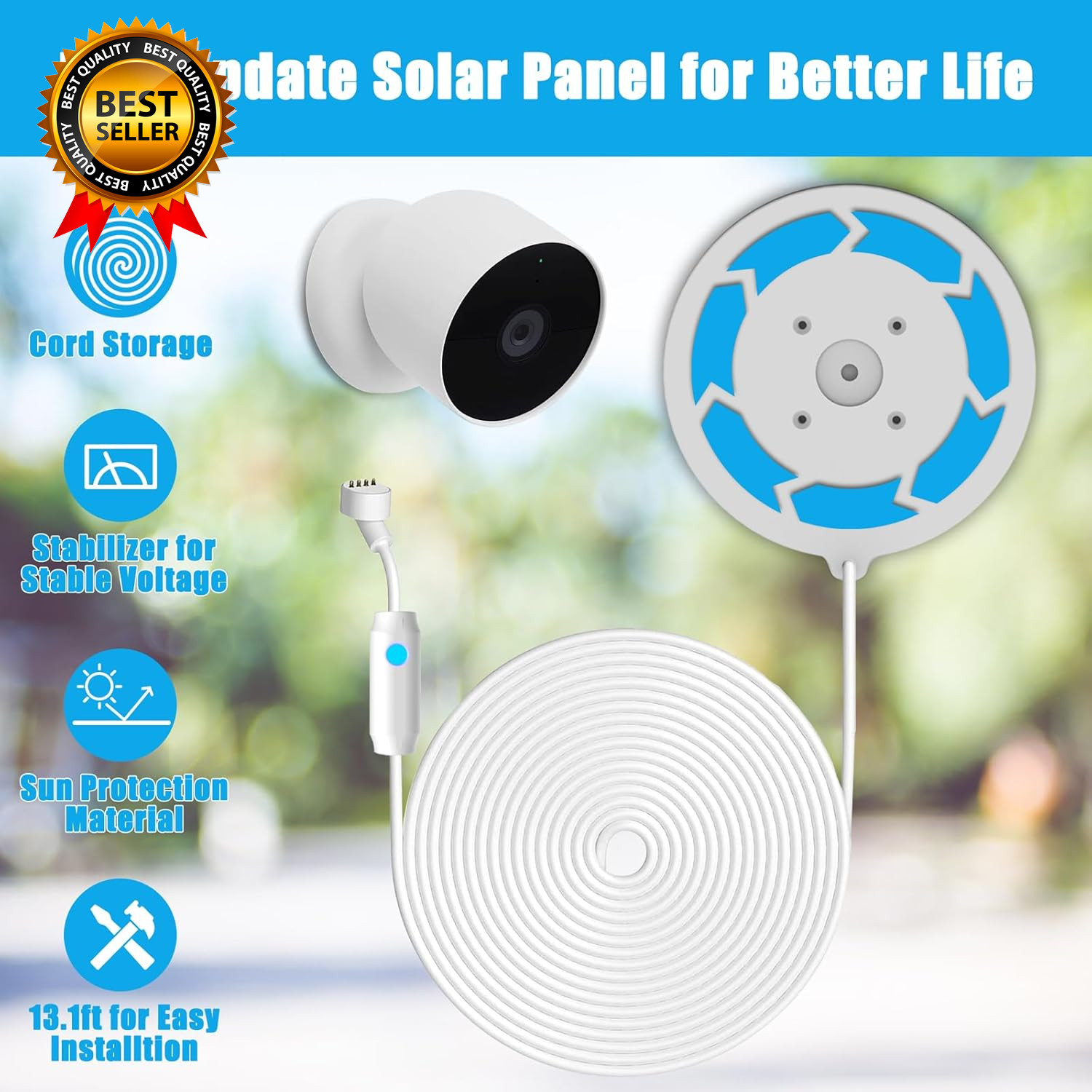 6W Solar Panel Compatible with Google Nest Camera Outdoor & Indoor