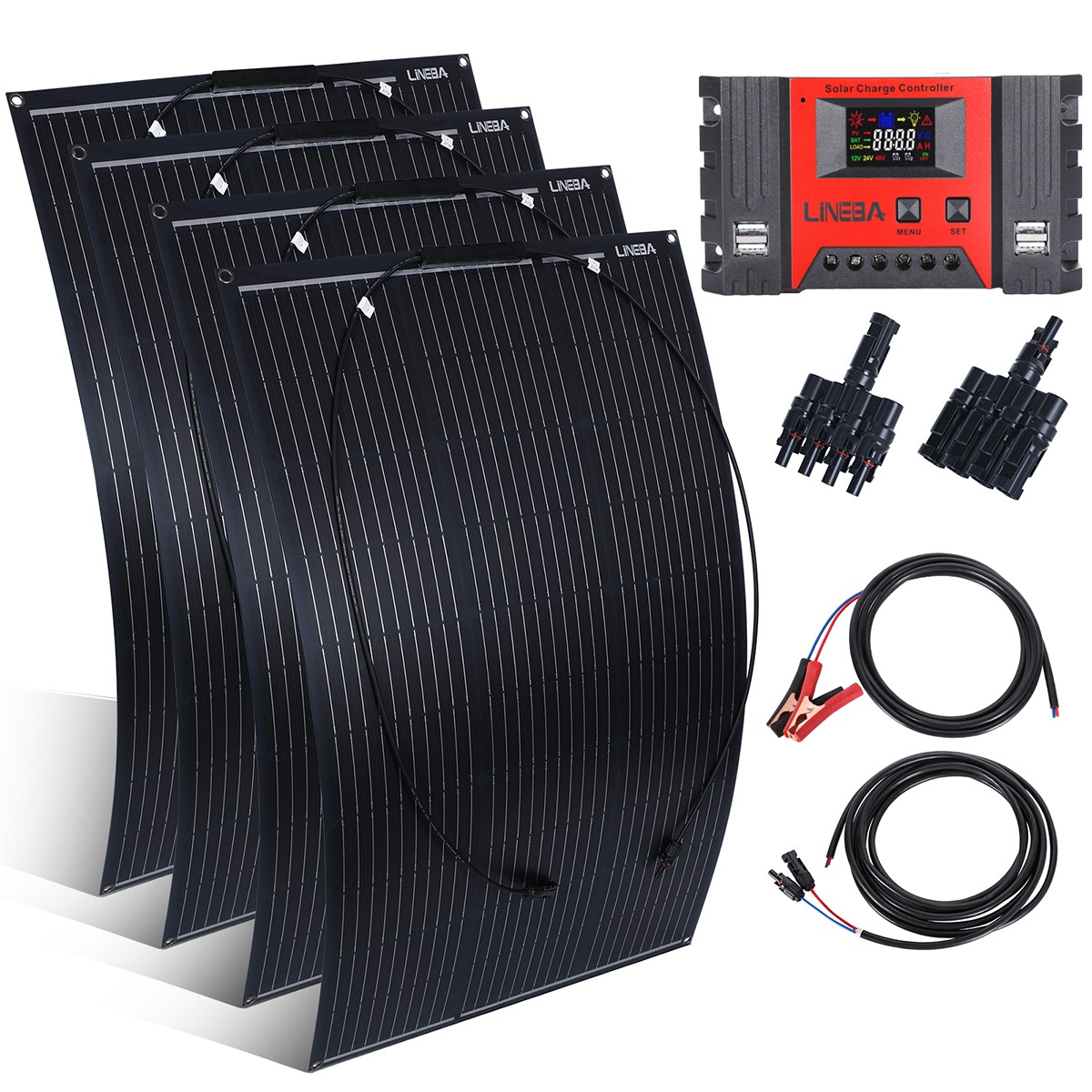 Flexible 400W Mono Solar Panel 12V Power Portable Camping Boat RV Battery Charge