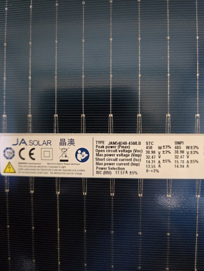 450 watt all black bifacial JA solar Panels Full Pallet 36 sealed