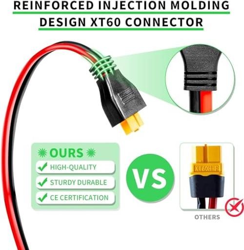 0AWG XT60 Extension Cable 5FT, XT60 Cable with Male to Female Connector 5 FT 1