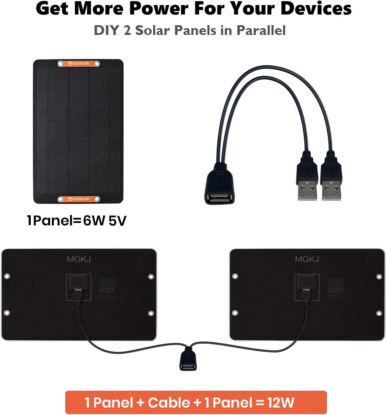 2pcs USB Solar Panel 6W 5V Monocrystalline Mini Solar Panels with USB 2.0 Por…