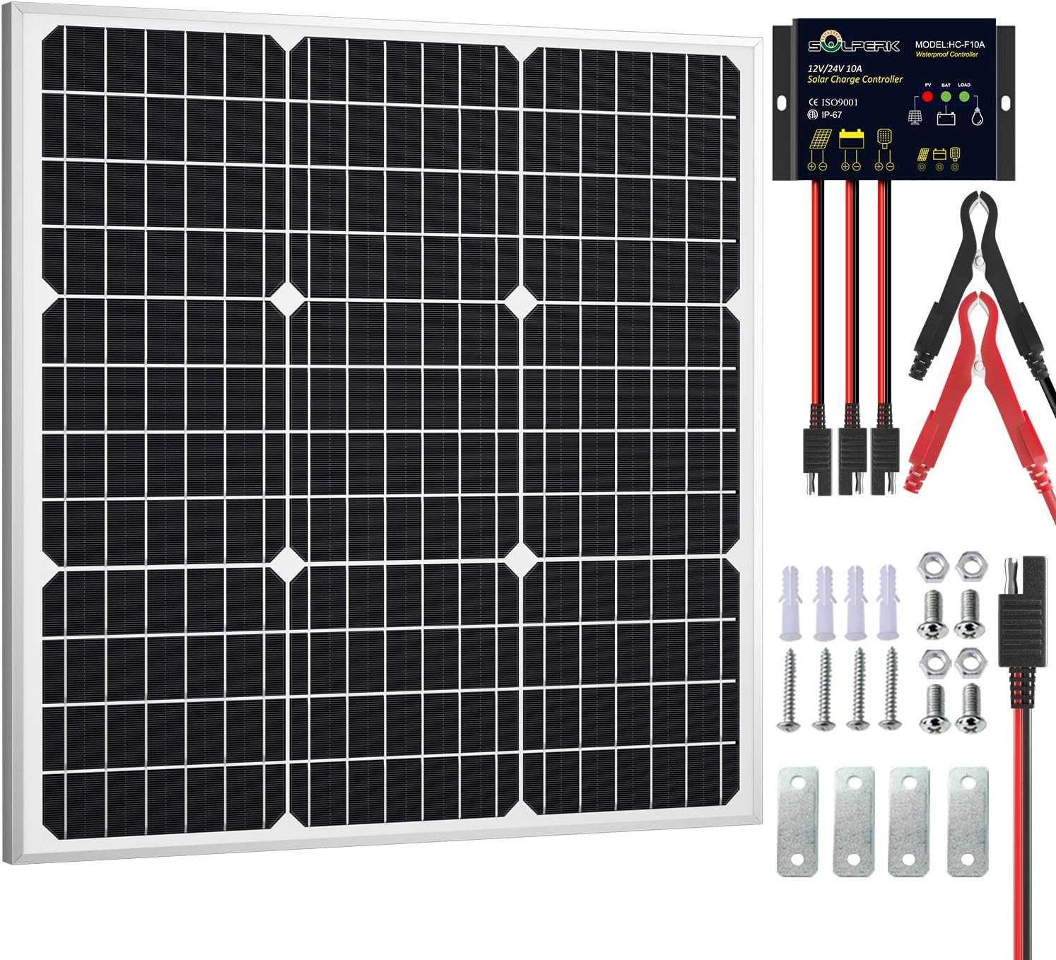 50W Waterproof Solar Panel Kit with Smart Charge Controller for Camping & RV