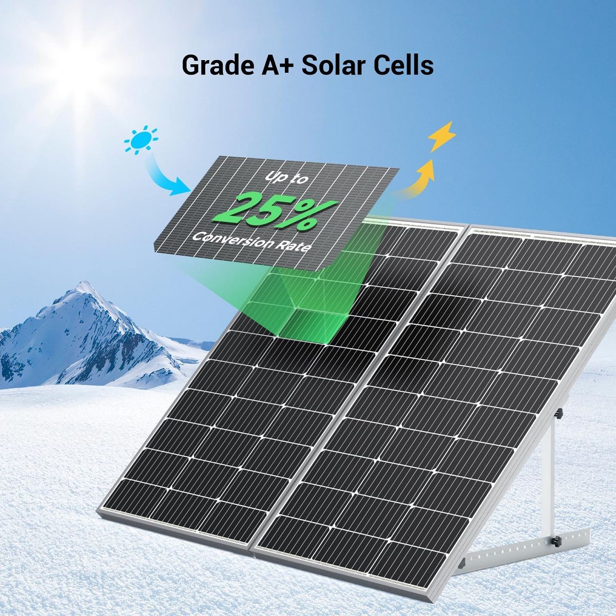 200W 12V Solar Panel High Efficiency Moncrystalline Module RV Marine Boat Home