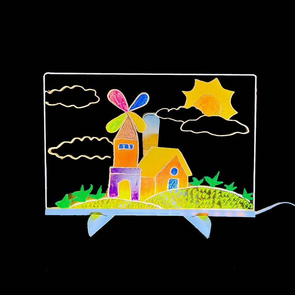 LED For Kids Drawing Board DIY Kit with Pens and Bracket for Creative Fun