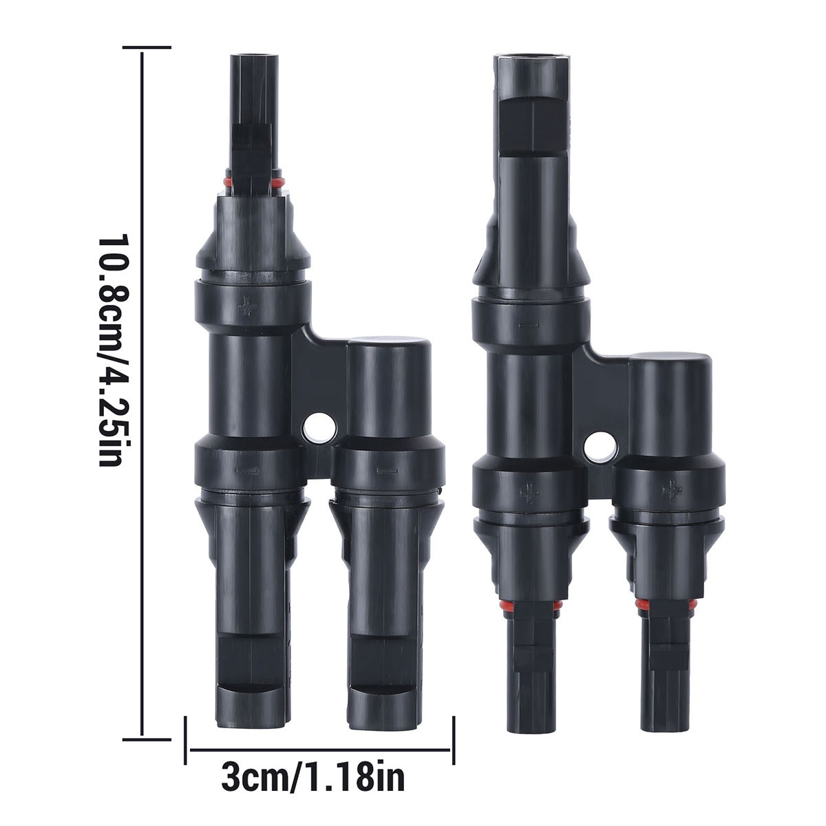 1 Pair T Branch Connectors Solar Panel Connector MMF+FFM for Parallel Connection