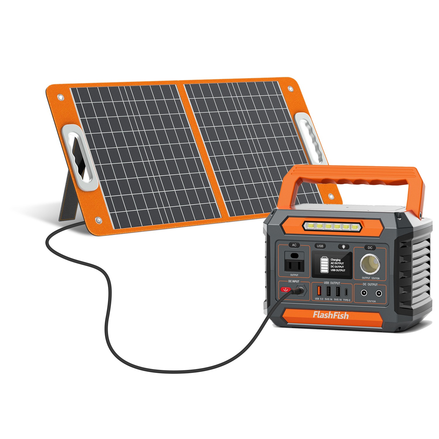 FlashFish P66 Portable Power Station 300W 230.88Wh 110V With Solar Panel 60W 18V