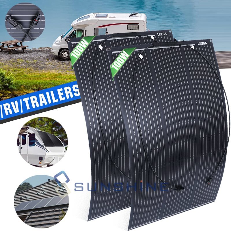 200W Mono Solar Panel 12V-18V 18BB Off-Grid Camping Battery Home Boat RV Hiking