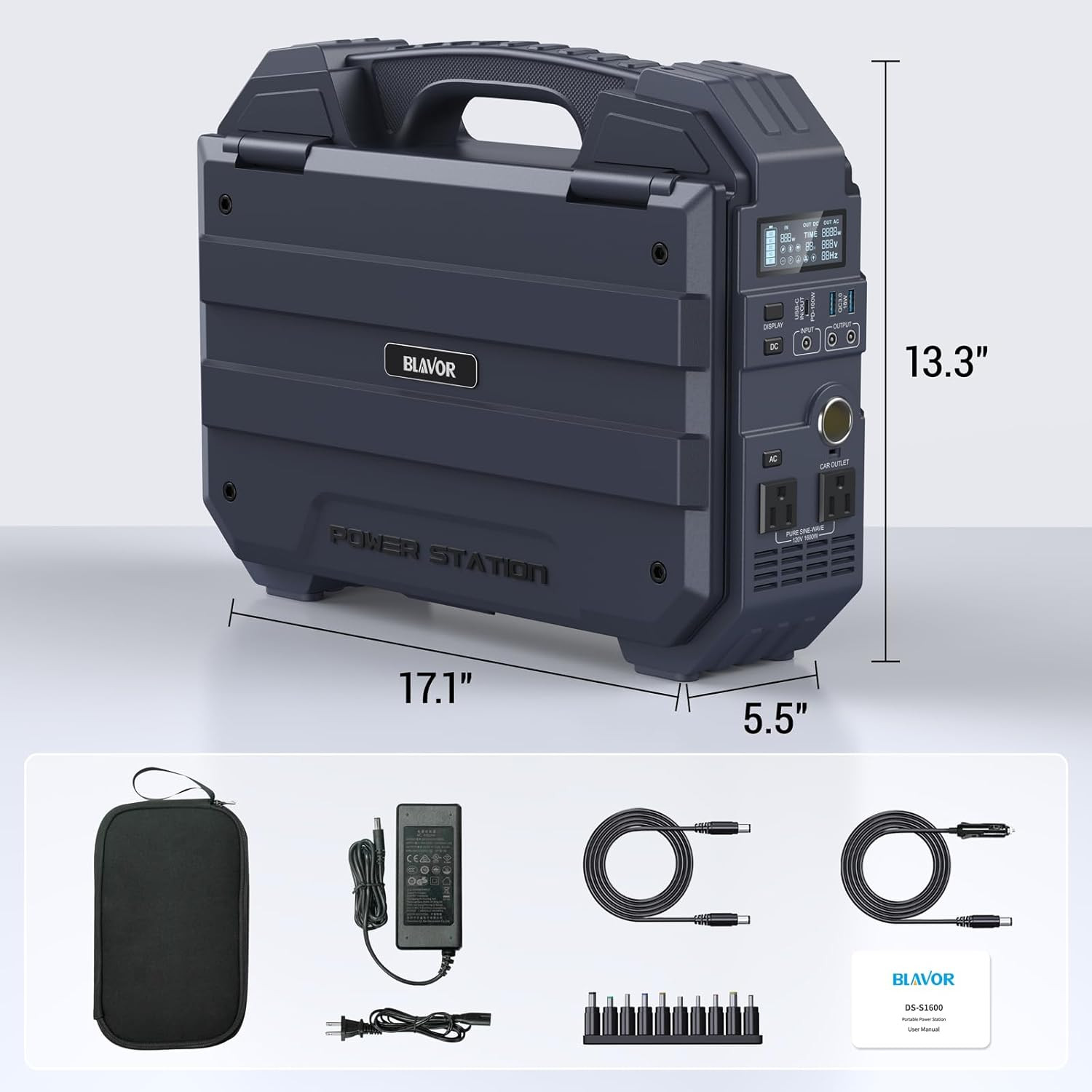 Portable Power Station 1600W (Peak 3200W), Built-In Solar Panel, 1024Wh Lifepo4