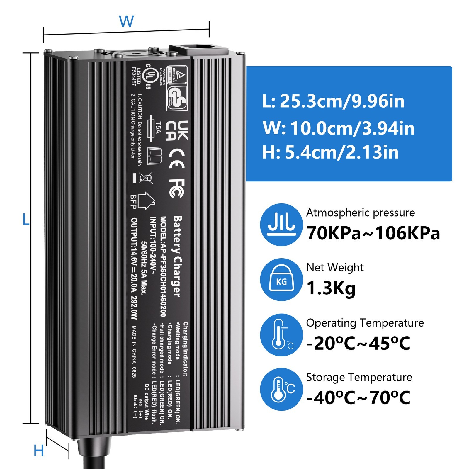 12.8V 100Ah LiFePO4 Lithium Battery + Charger 14.6V 20A for RV Off-Grid 100A BMS