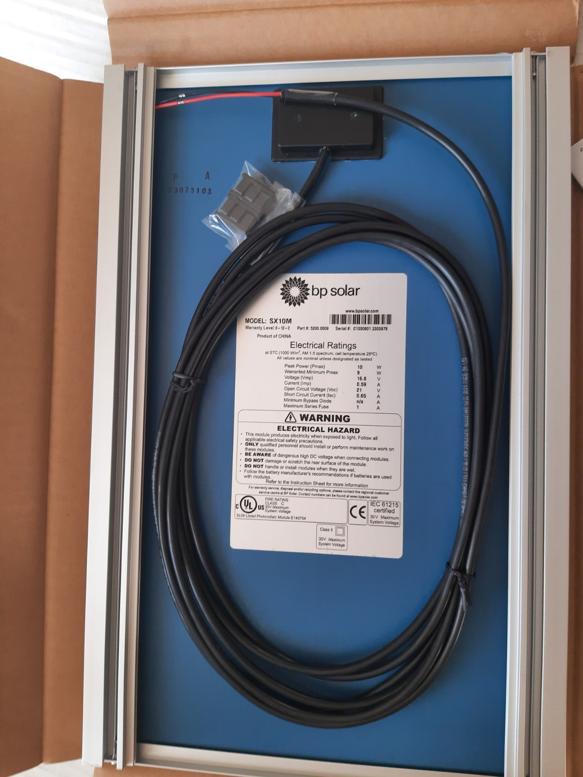 BP Solar SX10 10W Photovoltaic Solar Panel / Multimount Frame NOS