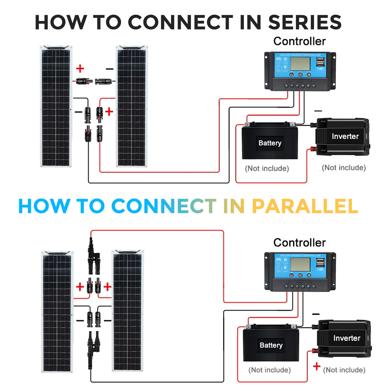 50w 12v Solar Panel Kit 50W Flexible Module Black 10A Charge Controller RV