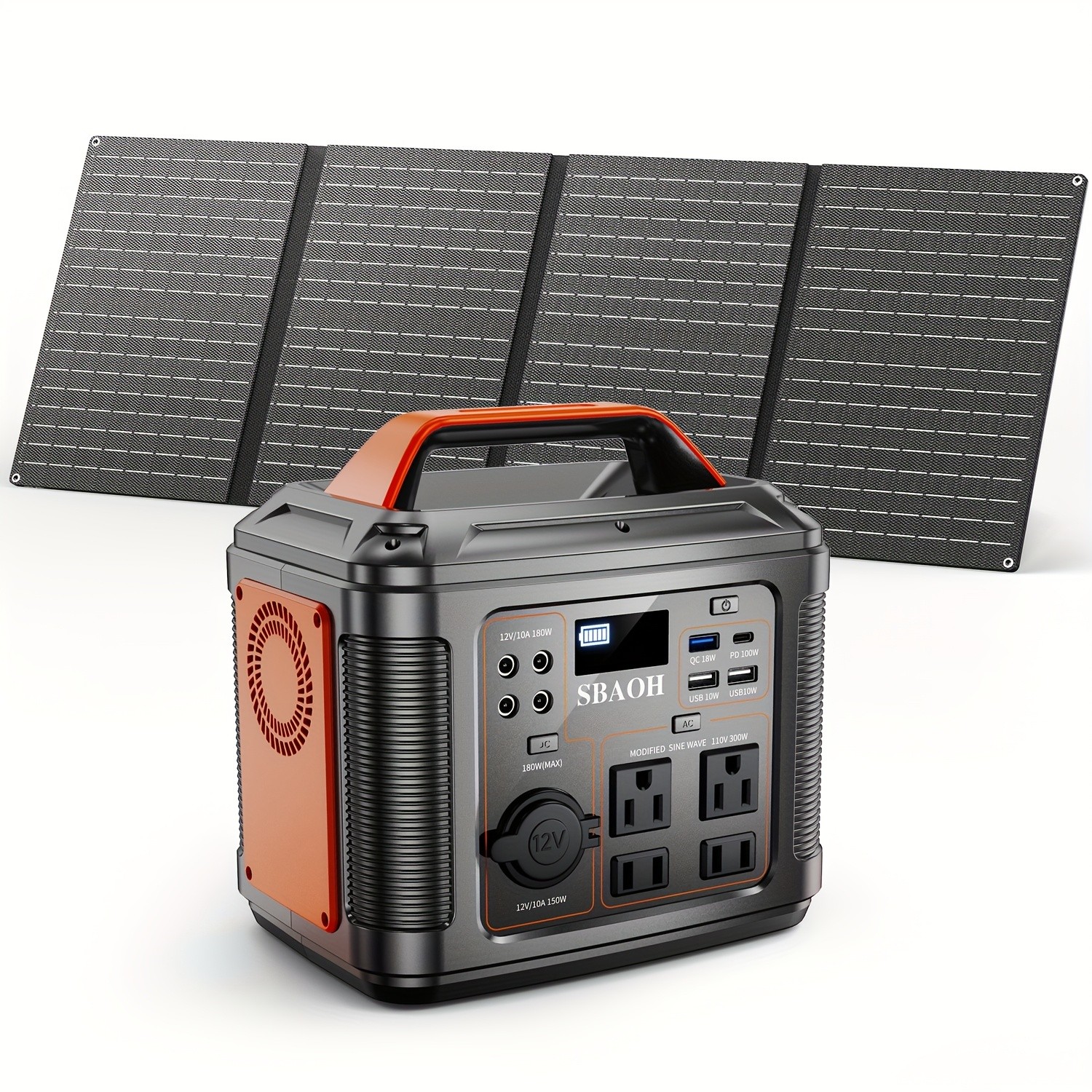 300W portable, 296Wh 8000mAh solar generator, equipped with a 60W solar panel.