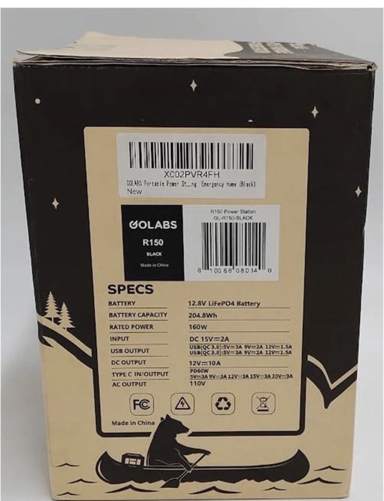 GoLabs R150 Portable Power Station 204Wh LiFePO4 Battery With 160W AC Black