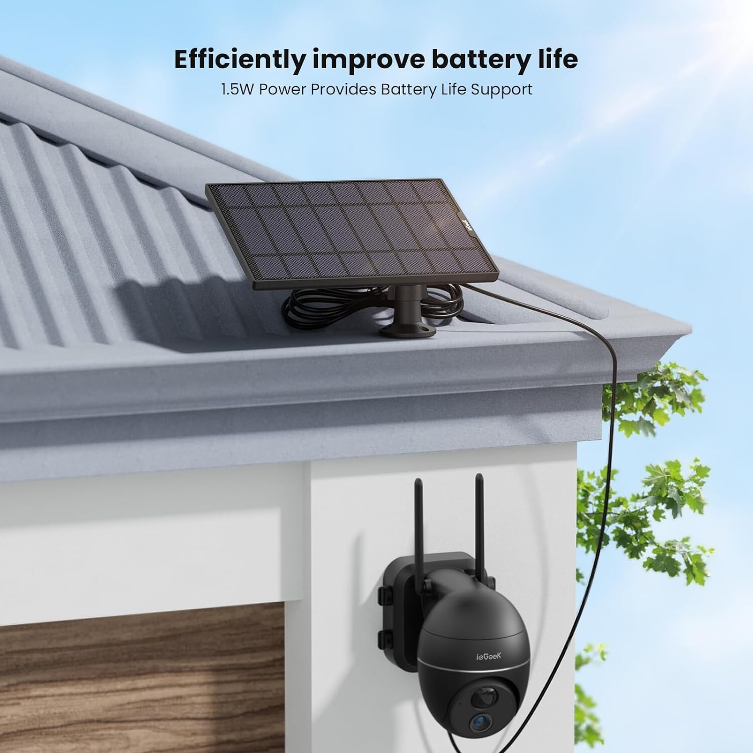 Type-C Port Solar Panel for ieGeek Wireless Battery Security Camera CCTV System
