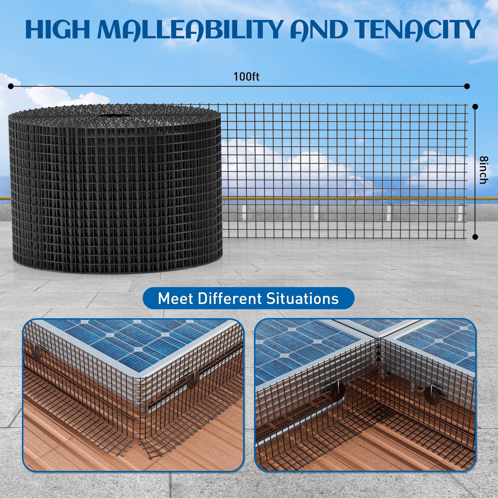 8inch x 100ft Solar Panel Bird Guard, Critter Guard for Solar Panels with 100…