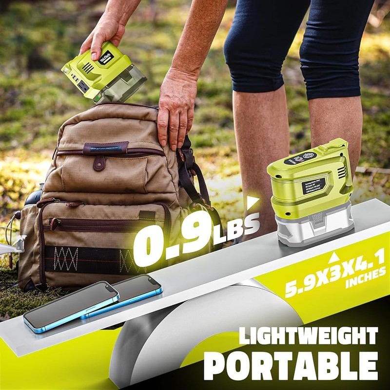 200W Portable Power Inverter Ryobi 18V Batteries W/ USB Charging & LED Light