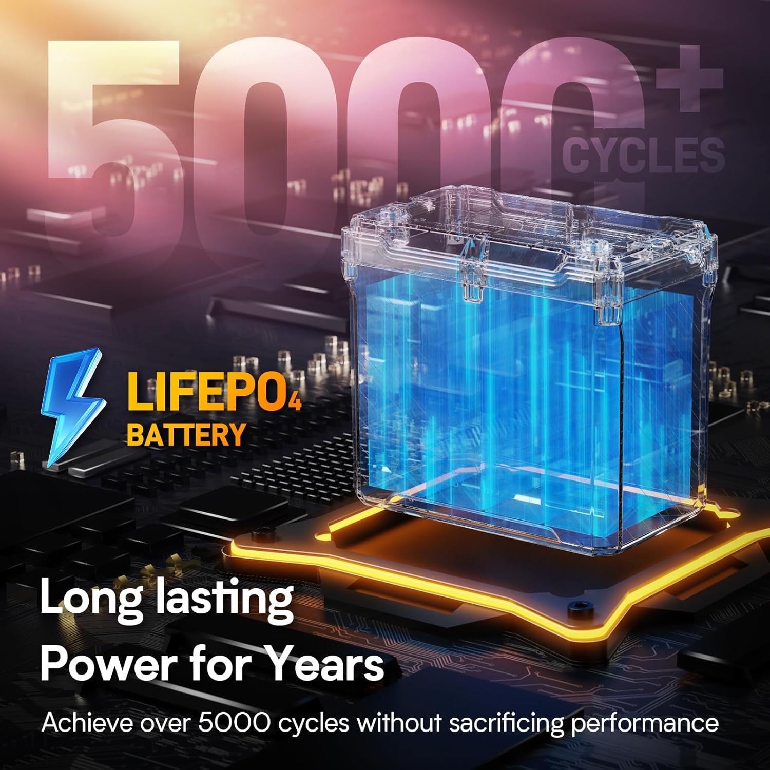 GOLDENMATE 12V 50Ah LiFePO4 Battery IP67 Waterproof Lithium Deep Cycle 640Wh