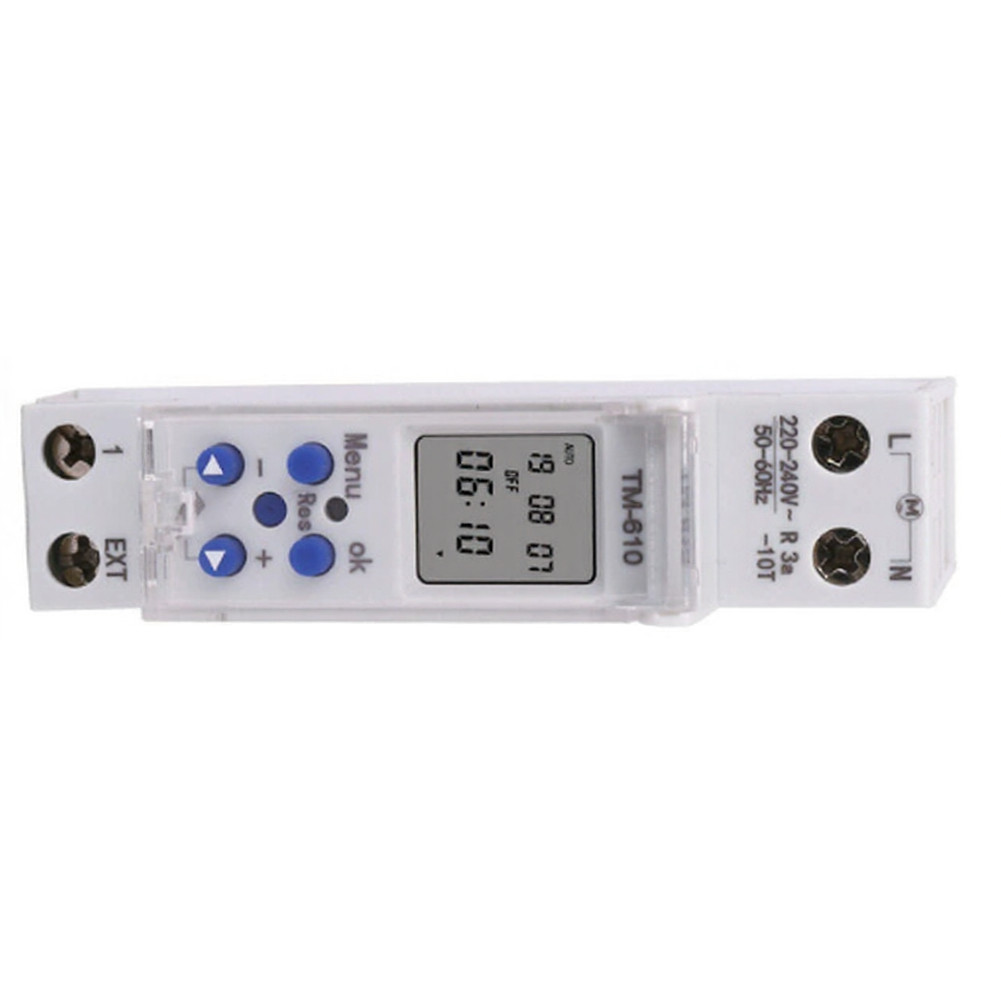 Programmable Switch DIN Rail Timer Independent Dual Circuits Clear Digital LCD