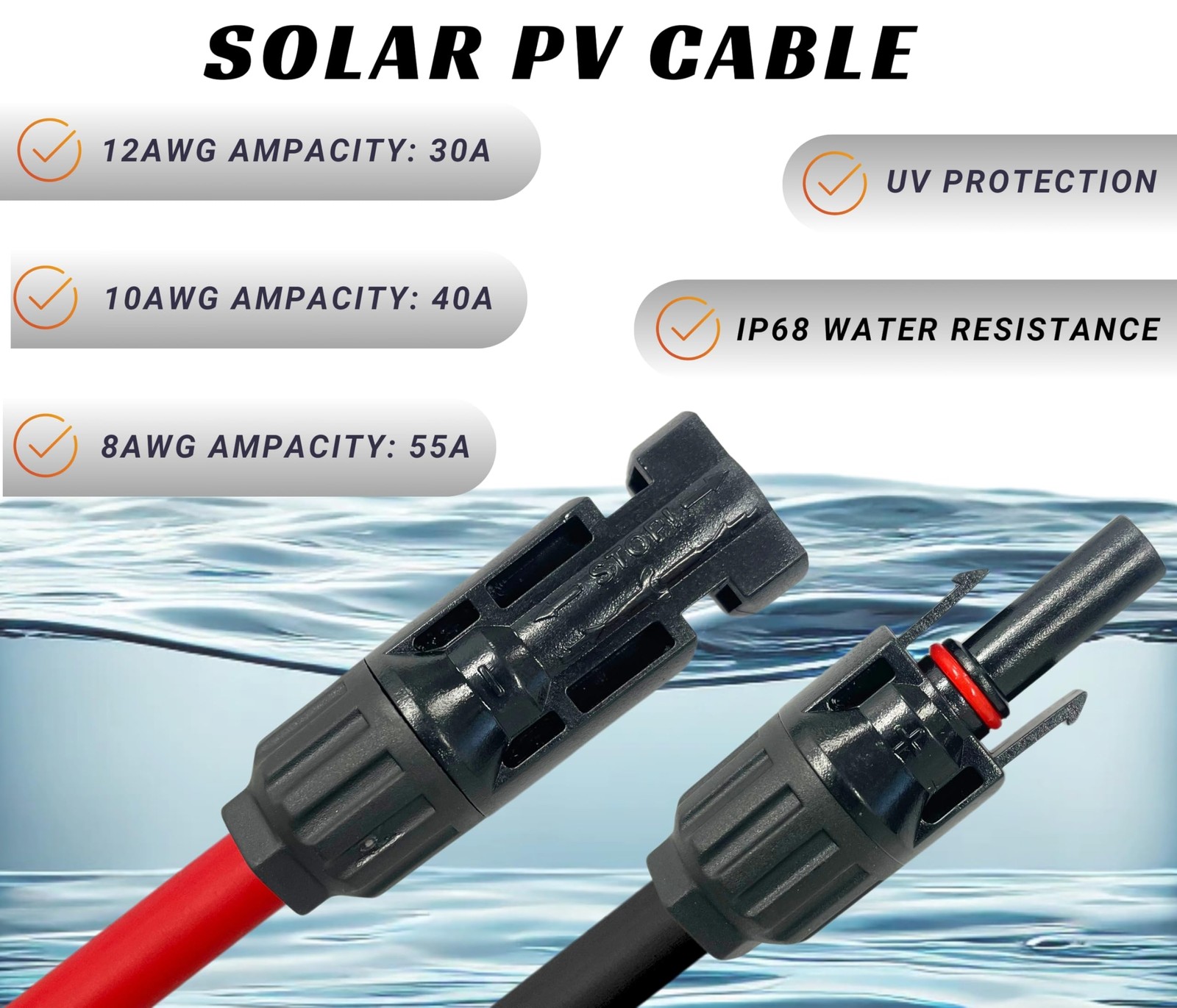 10 Gauge 10 AWG Pair 50 Feet Black + 50 Feet Red PV Photovoltaic Solar Panel …