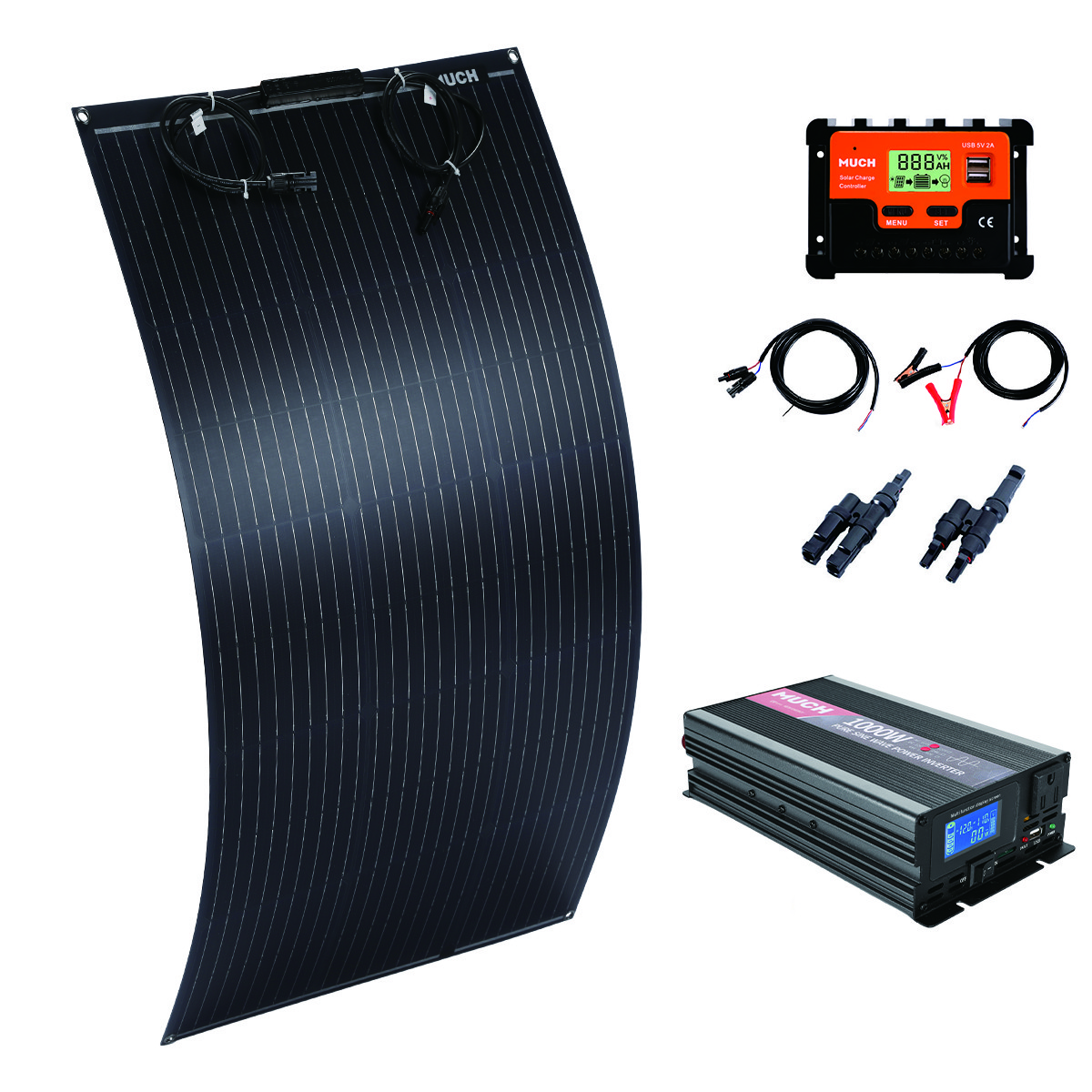 200W Mono Solar Panel Flexible High Efficiency Portable + LCD Car Inverter Kits