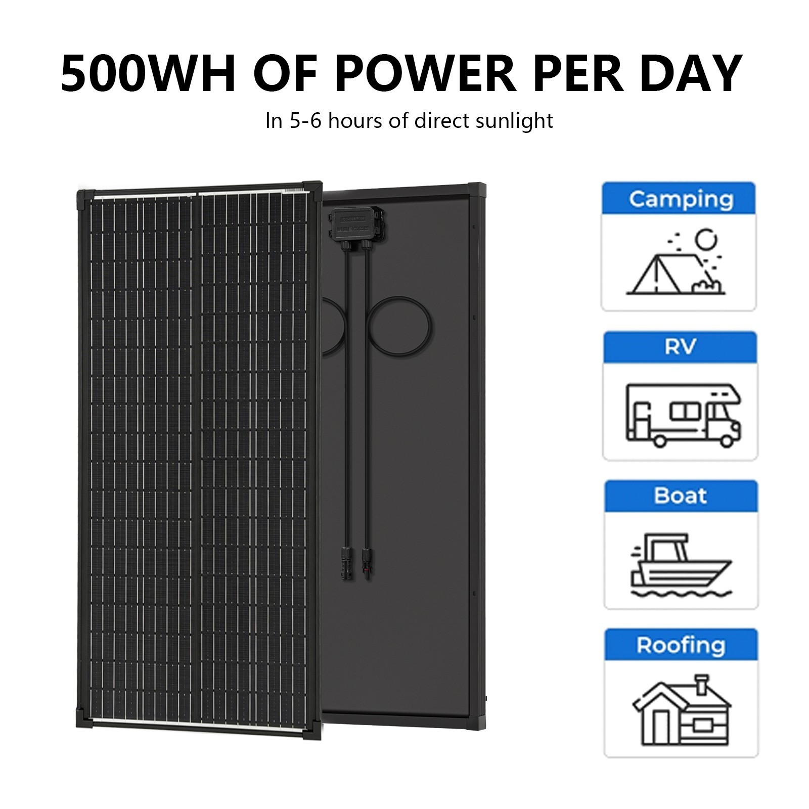100/200 Watt Solar Panel Monocrystalline for Home Car Charging RV Battery System