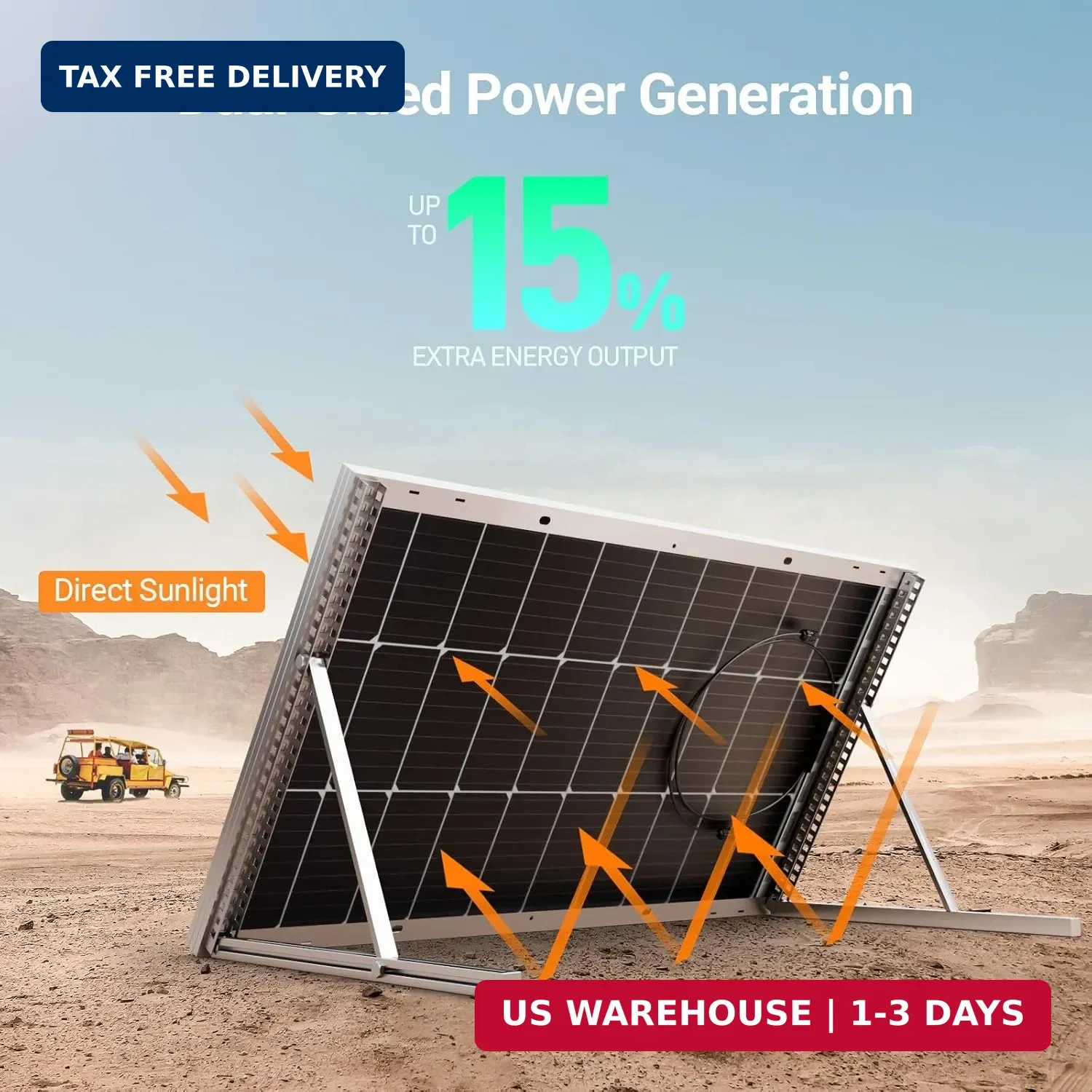 HQST-100W 12V Monocrystalline Solar Panel, High Efficiency Module PV Power for B