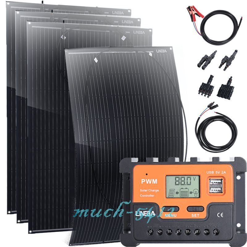 100W 200W 400W Mono Solar Panel Kit 12V Battery Charger RV Home Off-Grid Boat