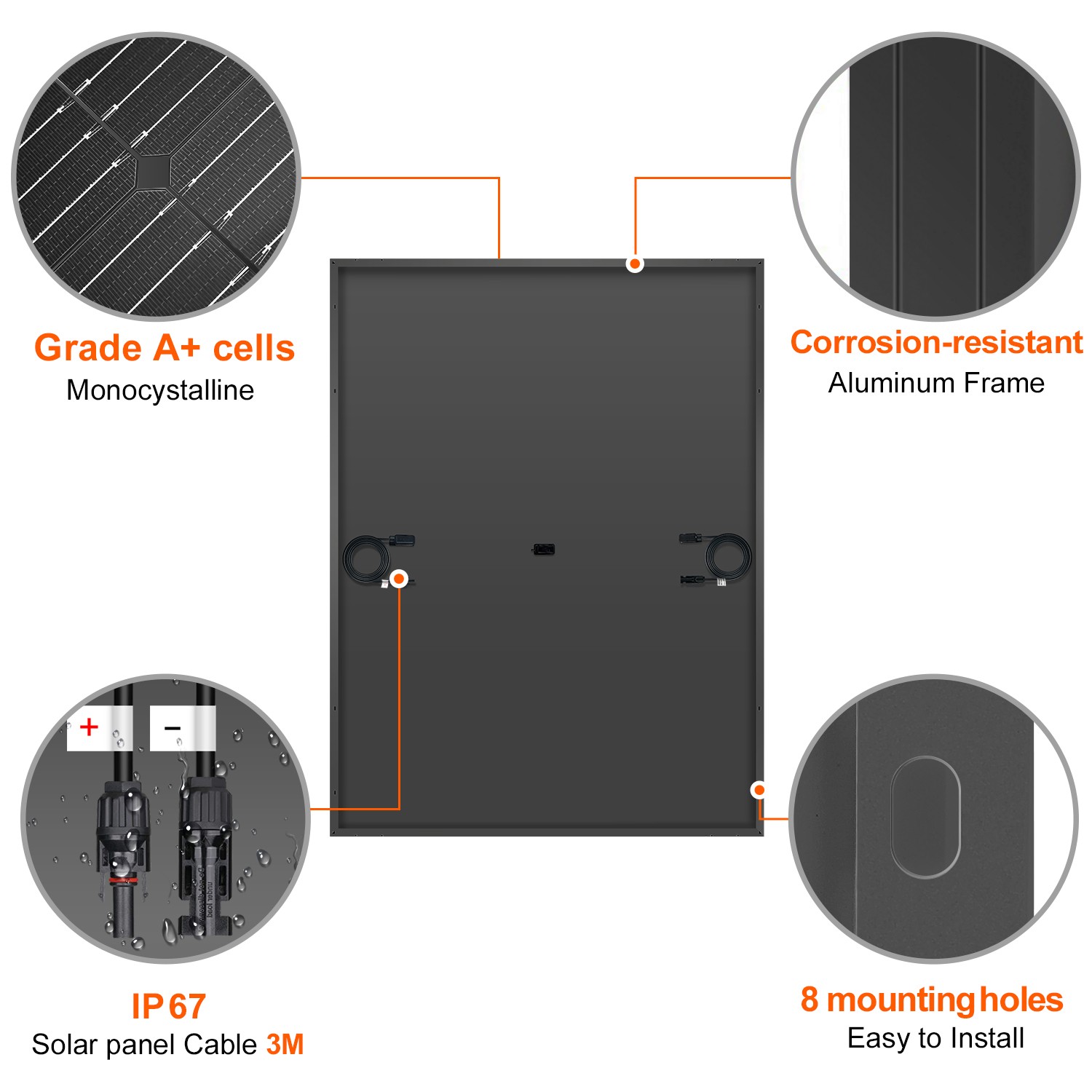 Dokio 400W 2000W Mono Rigid Big Solar Panel N-Type PV moudle for Roof RV Balcony