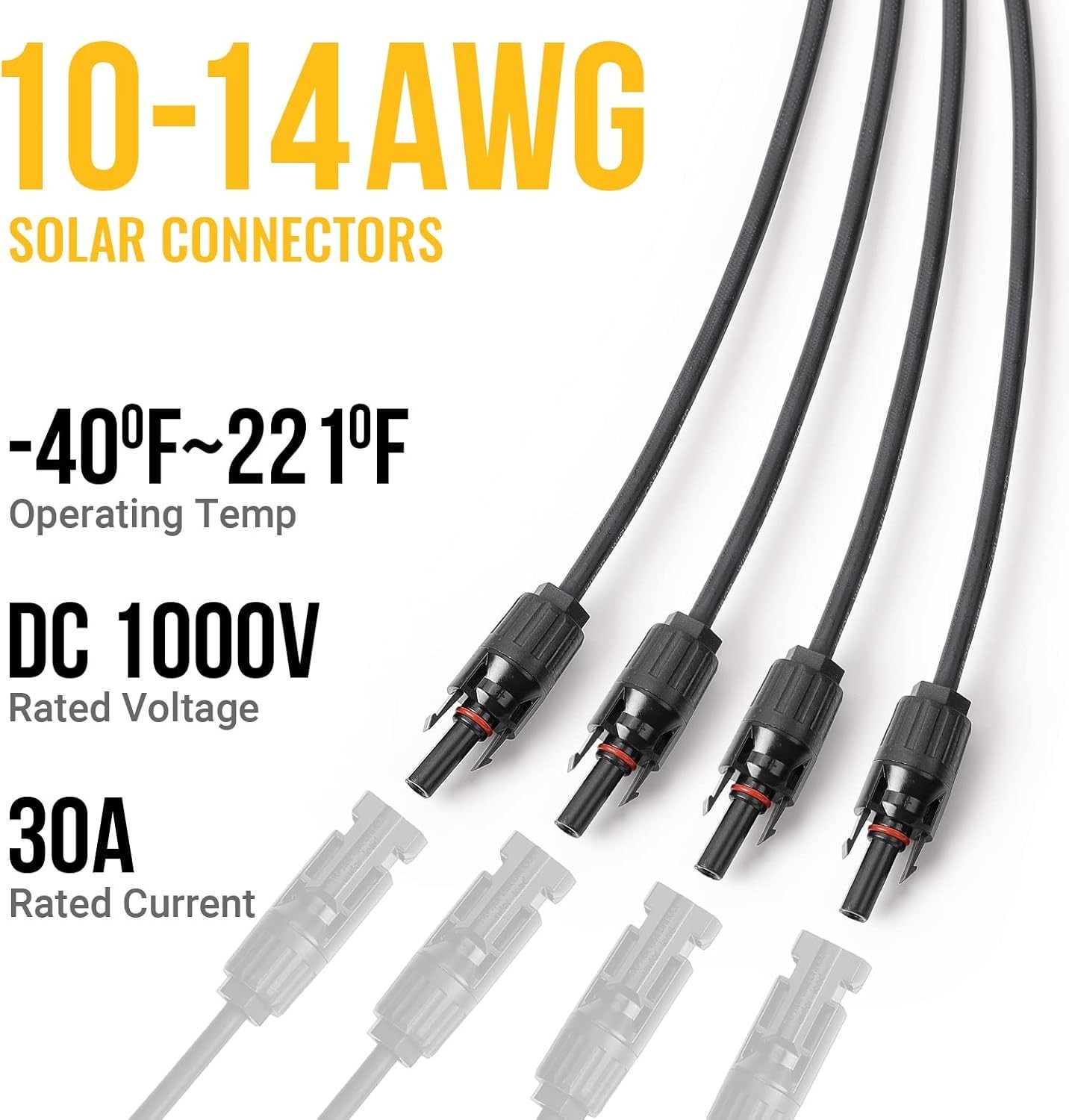 Durable Solar Y Branch Connectors – 1 to 4 Parallel Connection Kit (M/FFFF & …