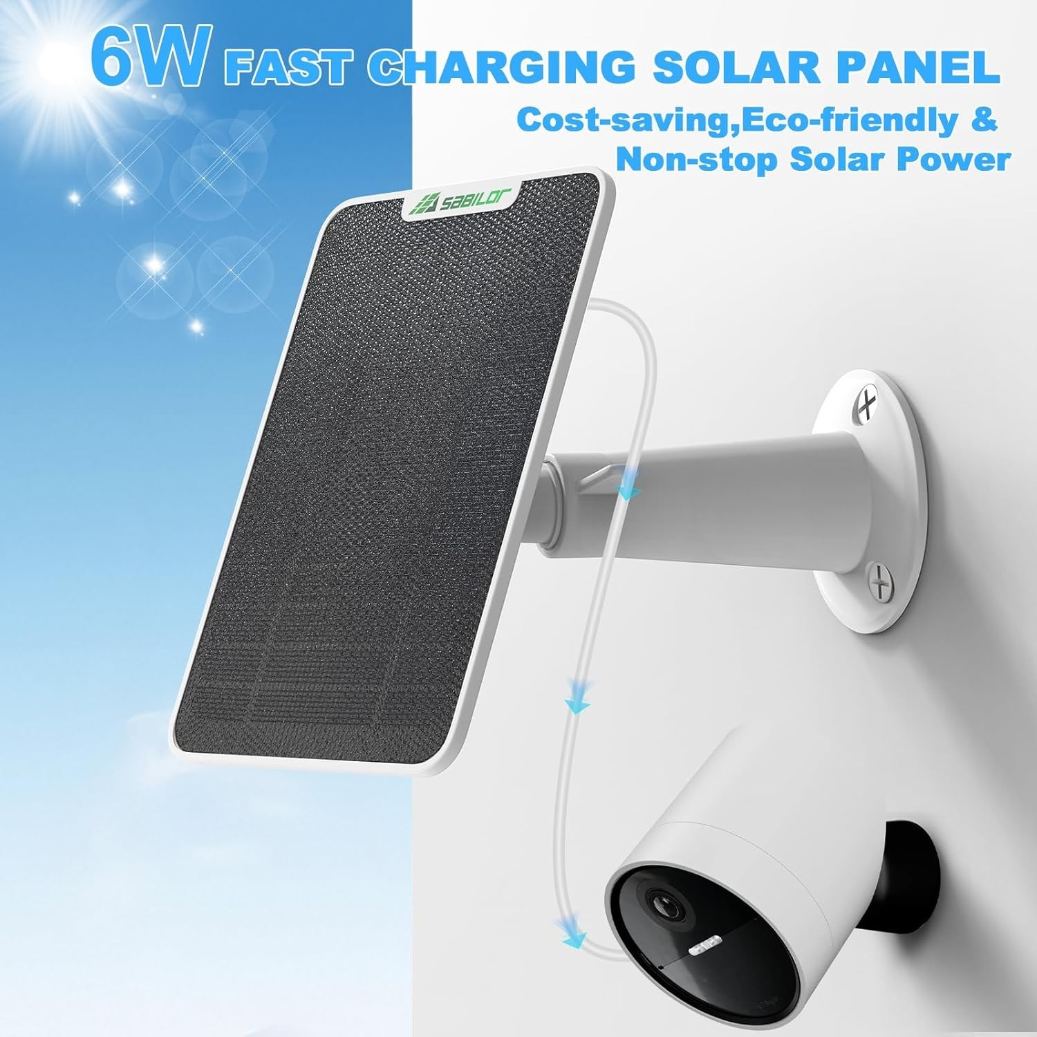 4 Pack 6W Solar Panel for SimpliSafe Outdoor Camera IP65 Weatherproof Solar Pane