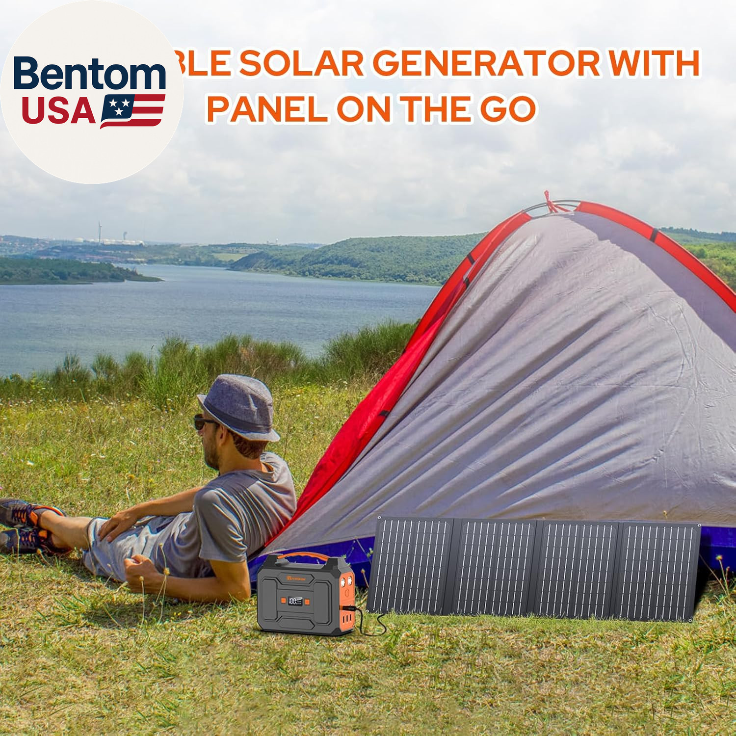 Portable Power Station with Foldable 40W Solar Panel, 100W Solar Powered Generat