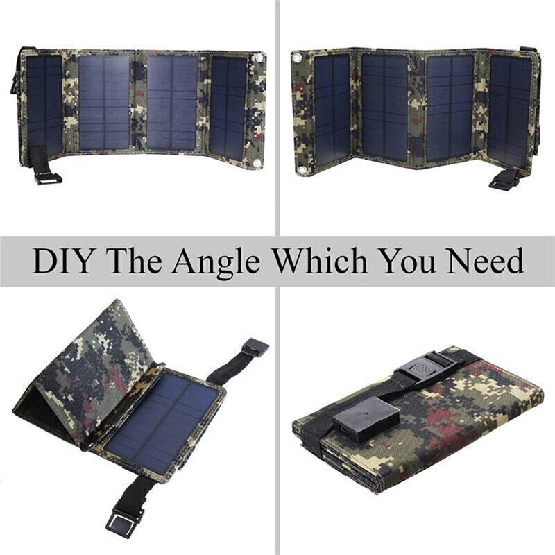 Solar Panel Folding PV Power Bank Outdoor Camping Hiking USB Phone Charger Car