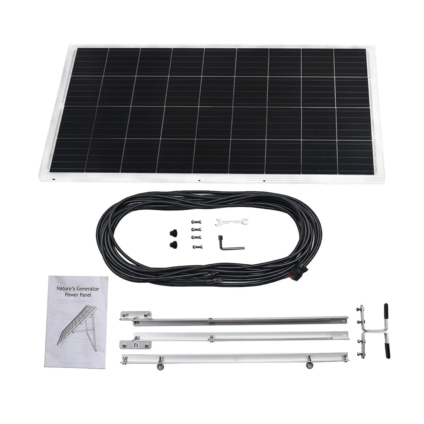 Nature’s Generator 100W Rigid Monocrystalline Solar Panel, Off-Grid and RV Ready
