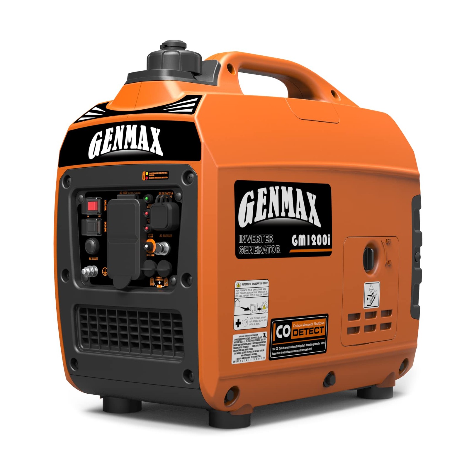 GENMAX Portable Generator，1200W Ultra-Quiet Gas Engine, EPA Compliant, Eco-Mo…