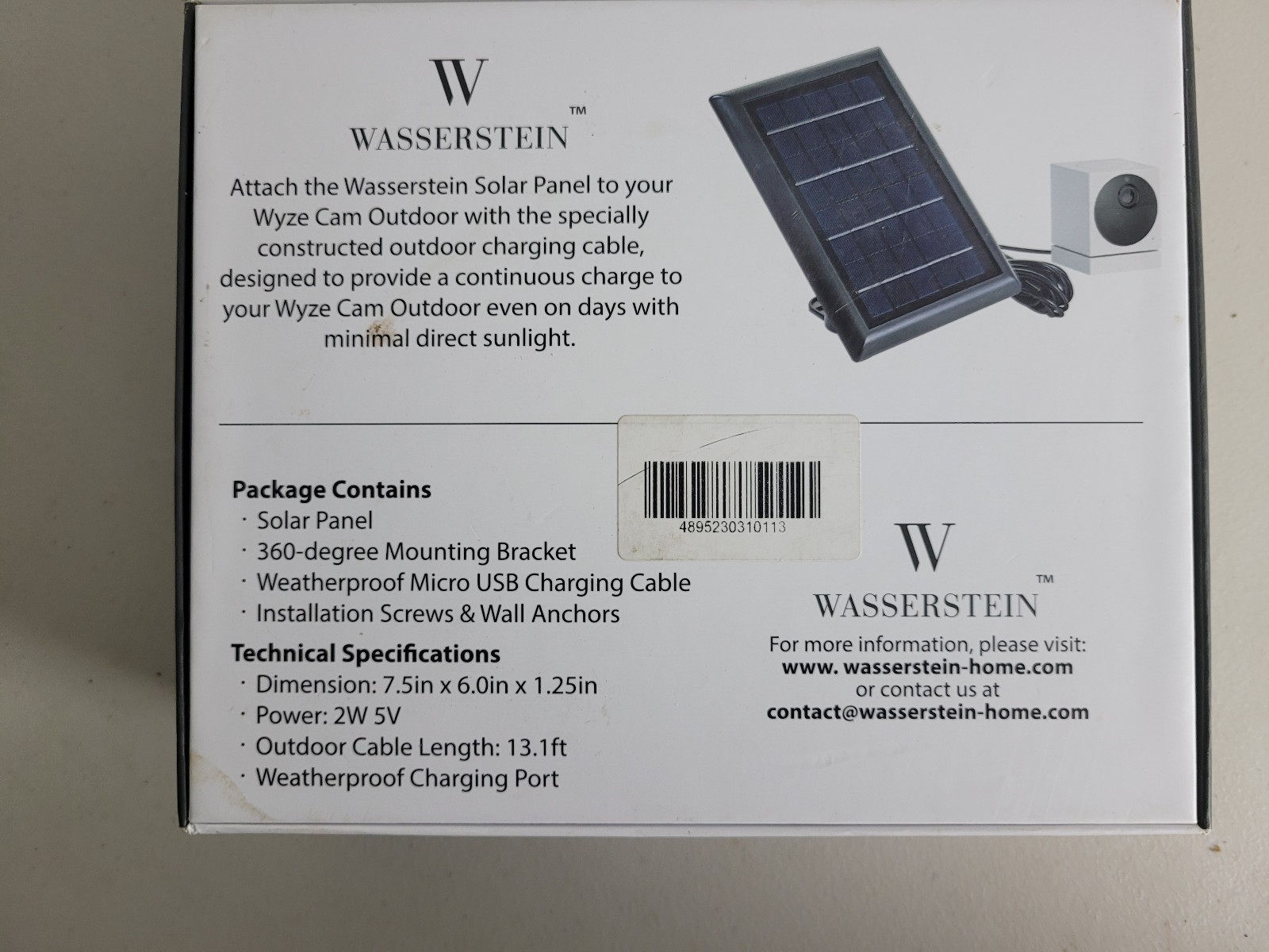WASSERSTEIN Solar Panel Wyze Cam Outdoor