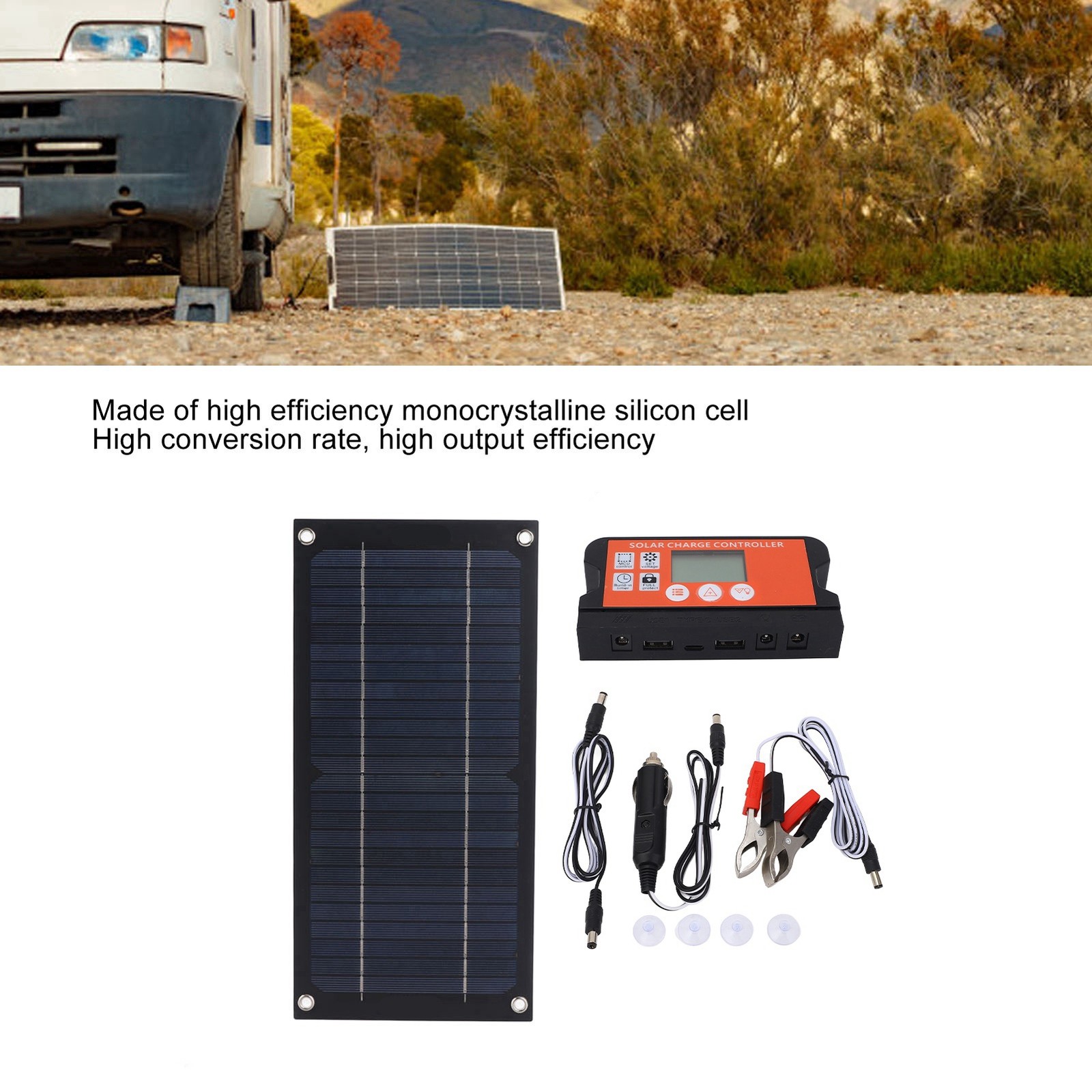 10W Solar Panel Kit 18V Battery Charger W/ Controller Caravan Boat RV Car