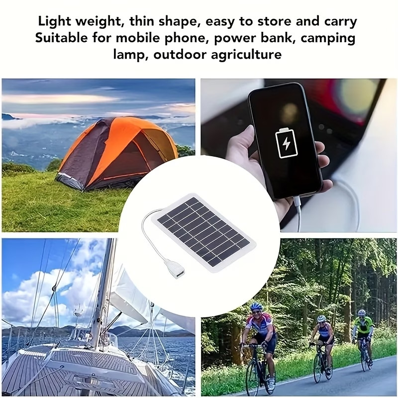 5V 2W Portable Solar Panel USB Fast Charger for Phones, Power Banks & Cameras