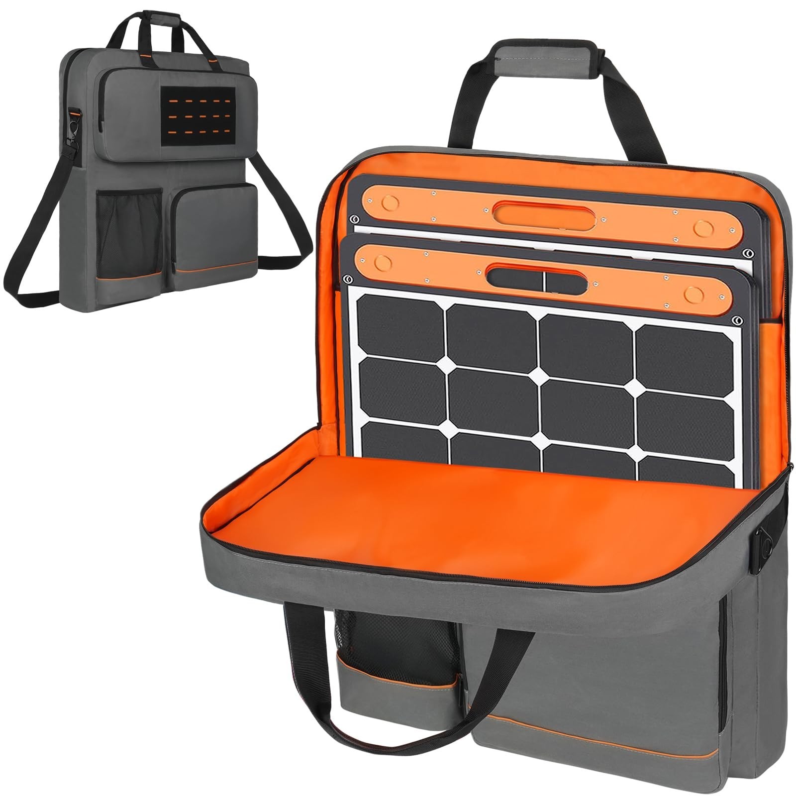 Padded Solar Panel Storage Bag for Camping & RV, Fits Jackery/Anker, Gray