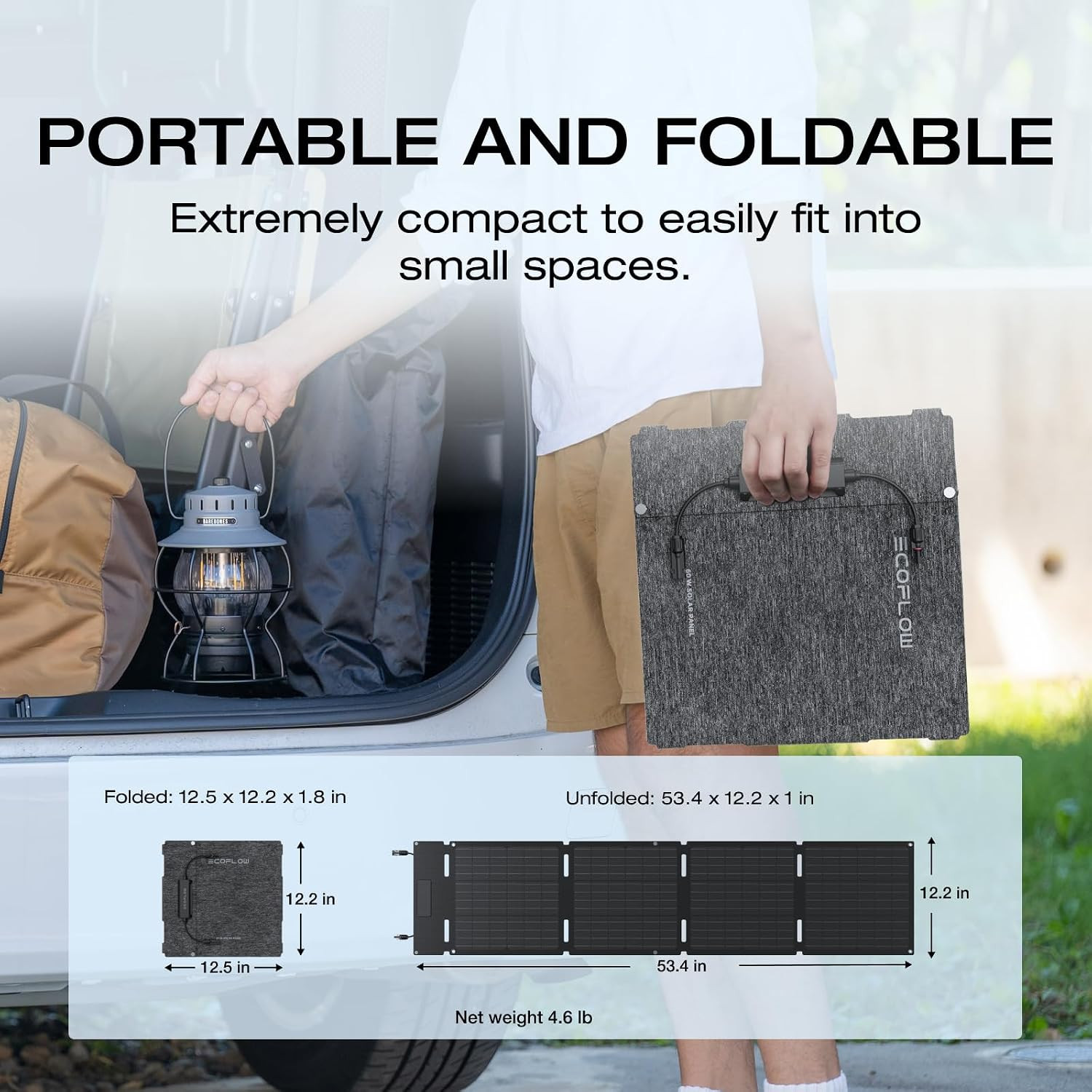 60W Portable Solar Panel, 25% High Conversion Efficiency N-Type Solar Cell for P