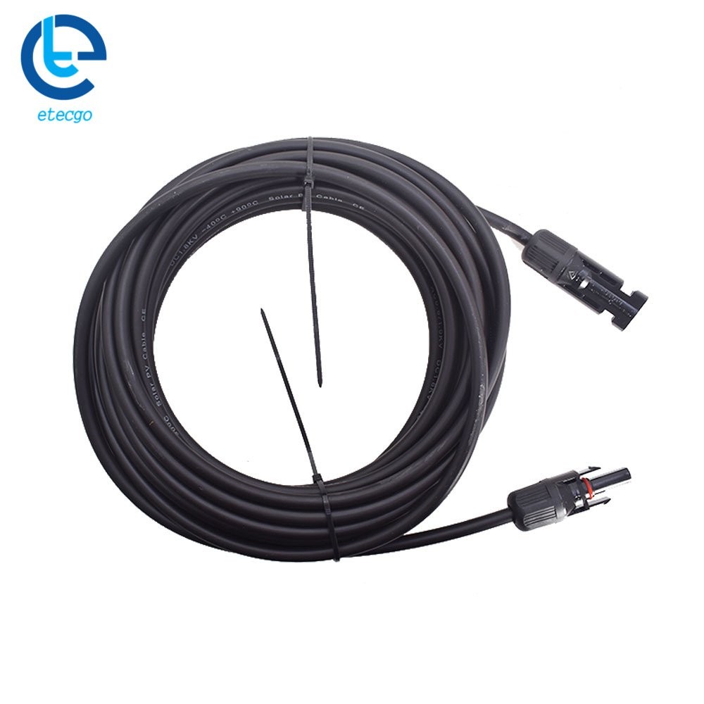 1 Pair 25 Feet 10AWG Red + Black Solar Panel Extension Cable Wire Connector