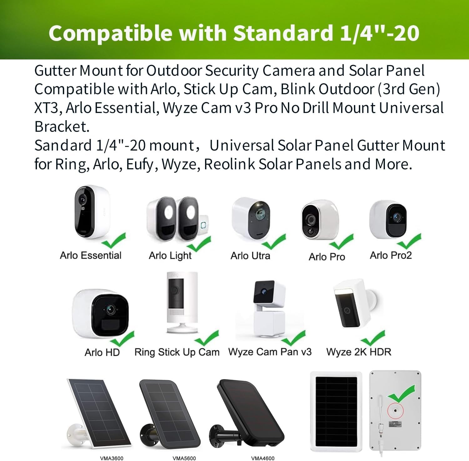 No Drill Stainless Steel Solar Panel Gutter Mount Compatible with Leading Brands