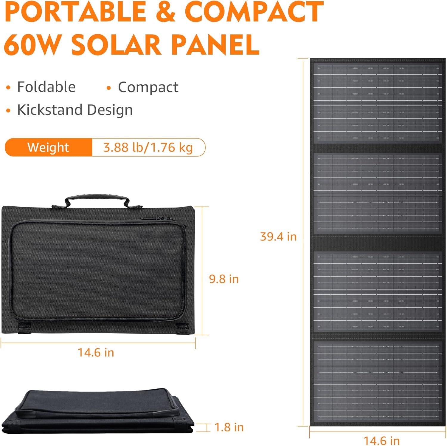 60W Solar Panel for Portable Power Station, Foldable Solar Panel