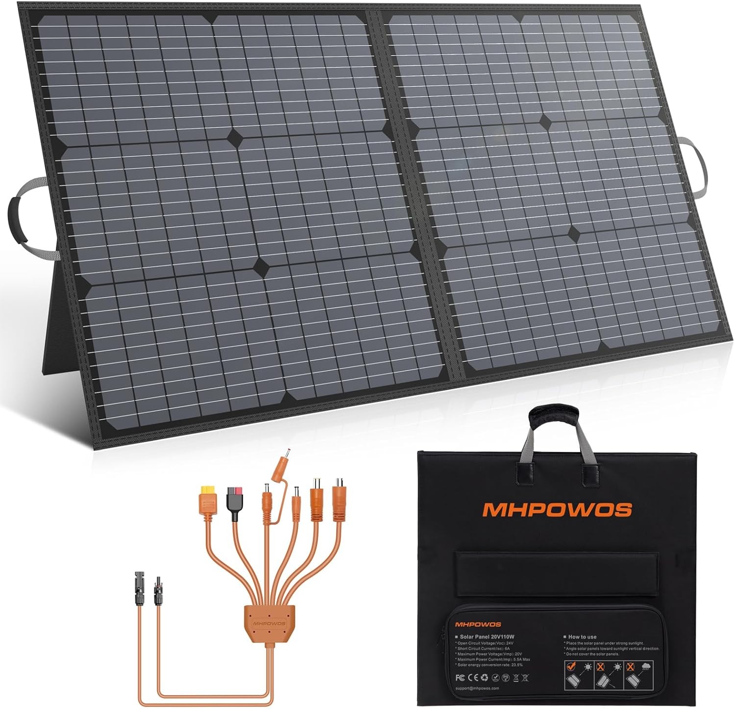 Solar Charger 110W Portable Solar Panel IP67 Foldable